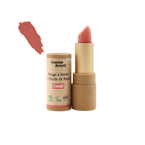 Rouge à lèvres à l'huile de ricin (corail) - 1