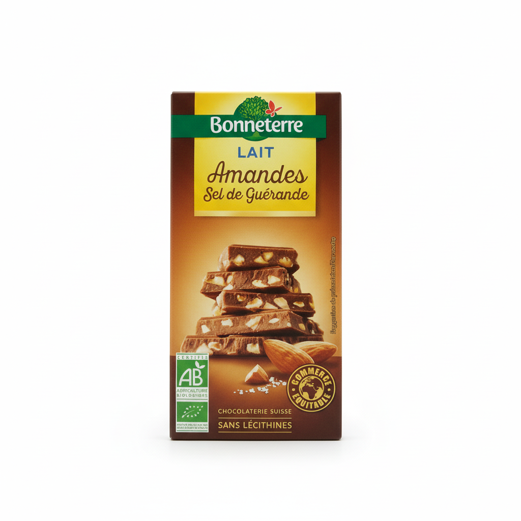 Chocolat lait amandes sel guerande 100g