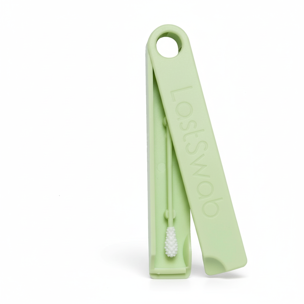 Coton tige reutilisable vert