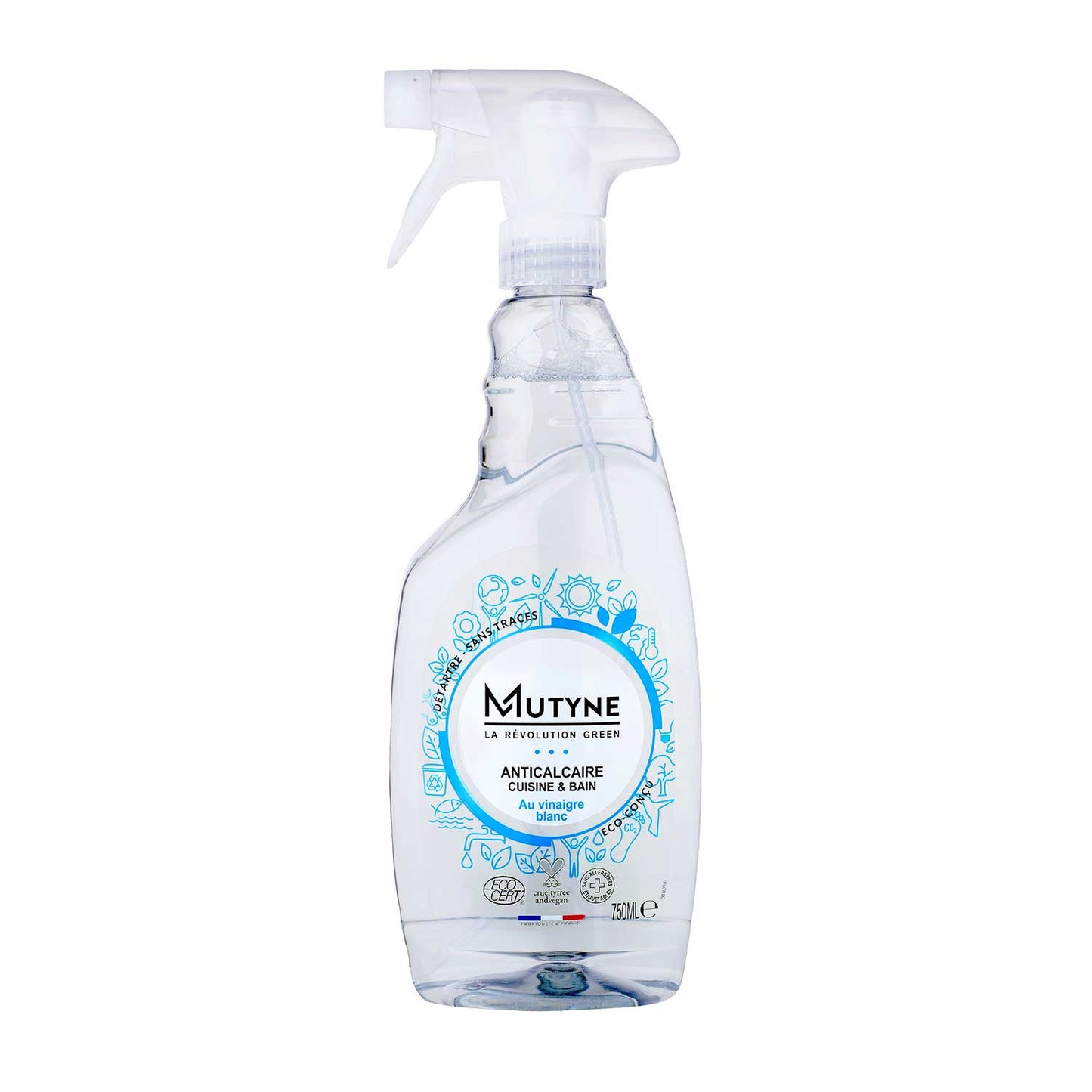 Mutyne -- Spray anticalcaire ecocert cuisine & bains - 750 mL