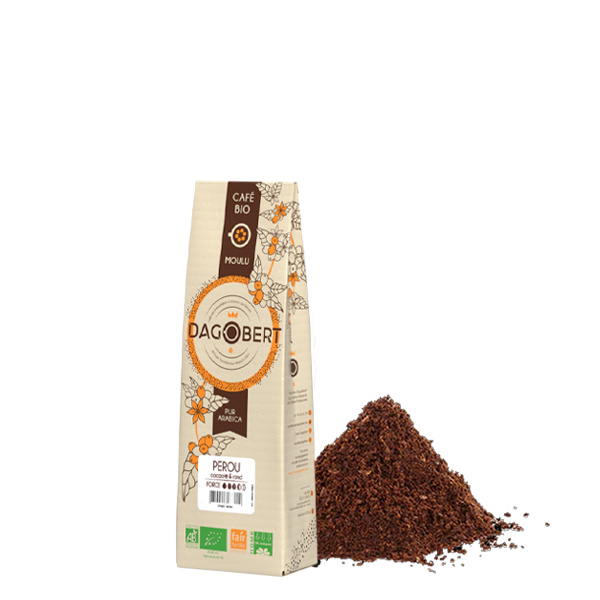 Les Cafés Dagobert -- Pérou 100% arabica, bio et équitable - moulu/filtre (origine Pérou) - 250 g